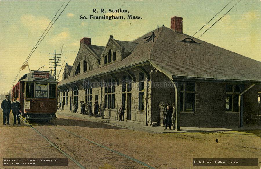 Postcard: Railroad Station, South Framingham, Massachusetts